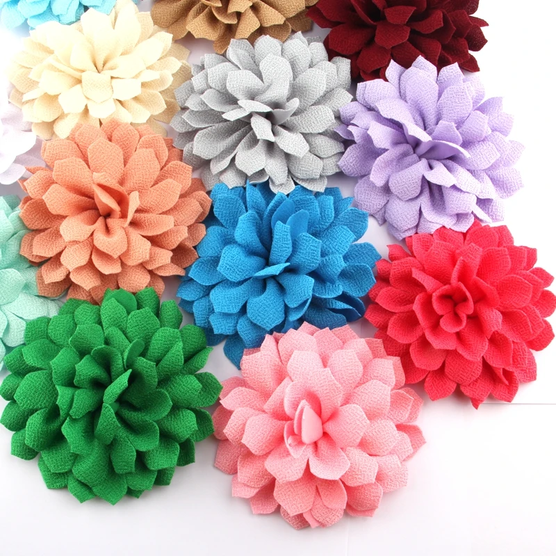 10pcs 10,5 cm 4.2 "Satin Chiffon Blumen für DIY Haarschmuck Stoff Blumenstrauß Hochzeits dekoration Kopf wickel für Stirnband Image