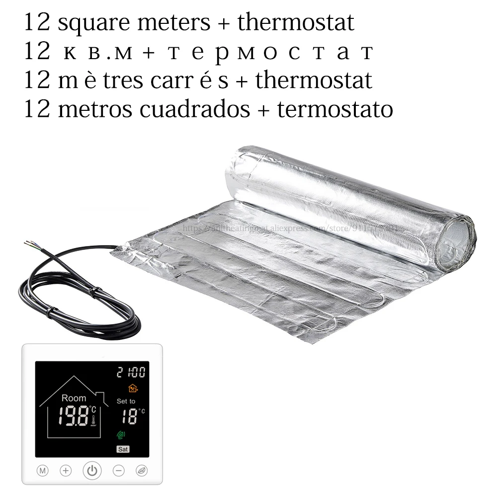 12 m2 Unterflur elektrische Aluminium folie Heizkit Matte für Holz Bambus Laminat Haupt schlafzimmer Erwärmung mit Thermostat