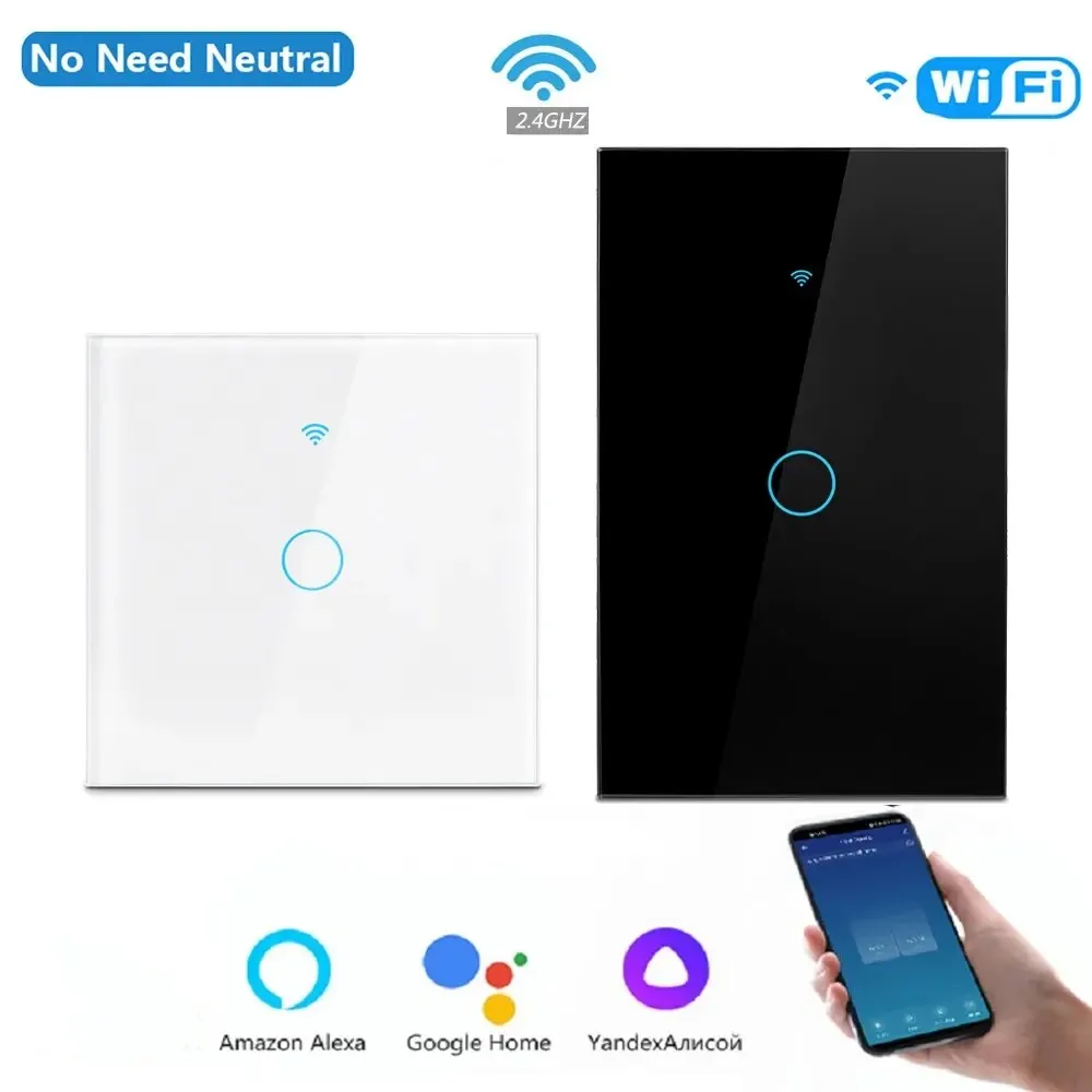 Wifi smart home schalter licht wand us/eu glas touch panel stimme drahtlose fernbedienung von alexa google home Image