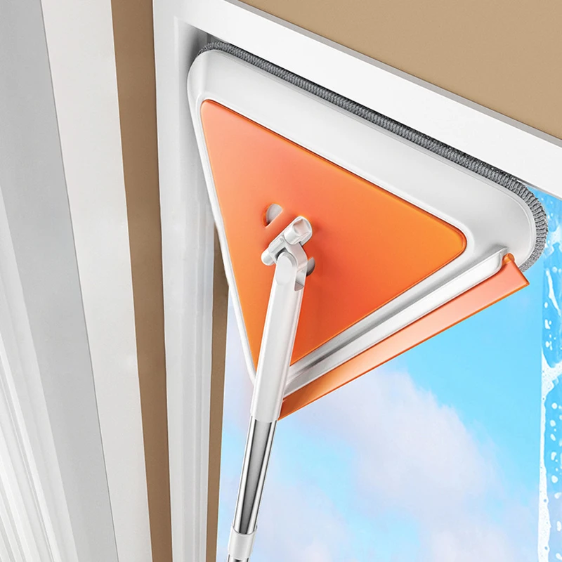 360 ° Drehbarer dreieckiger Mopp, Silikonschaber, Besen, Waschen, Glasreinigung, Rakel, Boden, Wand, Decke, flache Fenster, Wischerbürste Image