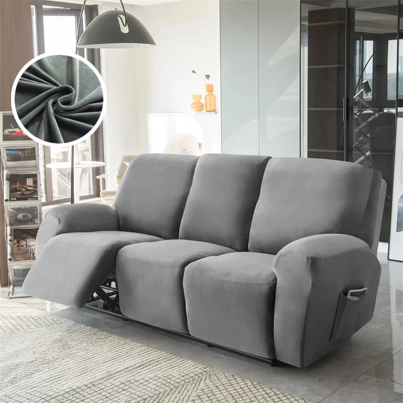 3 Sitzer Samt Liege Sofa bezug All-Inclusive einfarbige Couch Coushion R Lazy Boy Relax Sessel Slipcove Wohnzimmer Image