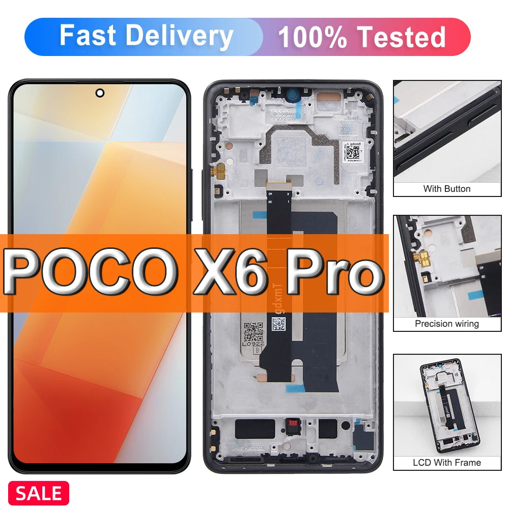 6.67 "amoled tft poco x6 pro bildschirm für xiaomi poco x6 pro drk48g drk48i lcd display touchscreen mit rahmen Image