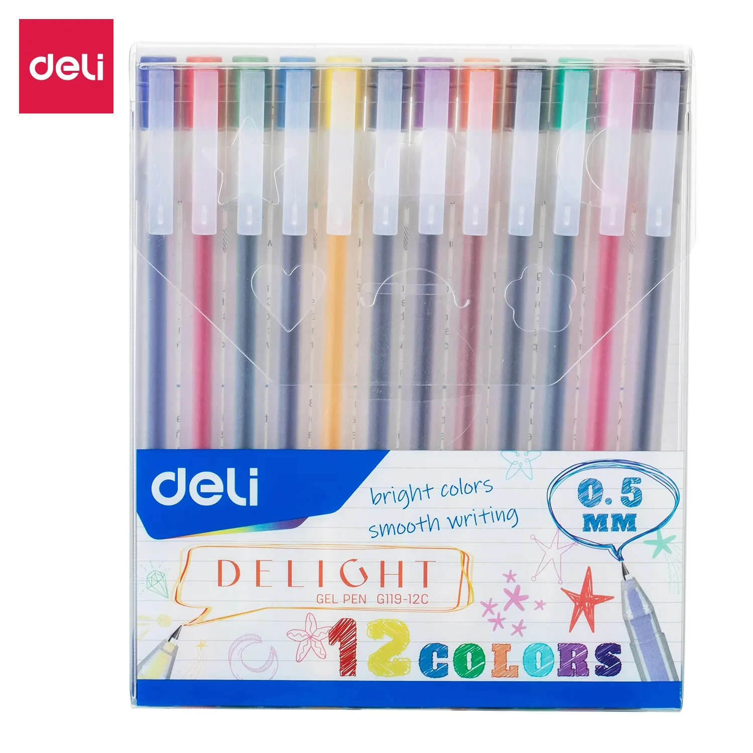 Deli 12 teile/satz Hohe Qualität Farbe Gel Stift Schreiben Neutral Stift Rollerball Stift 0,5mm Kugel Blau Tinte Unterschrift stift Kugelschreiber Image