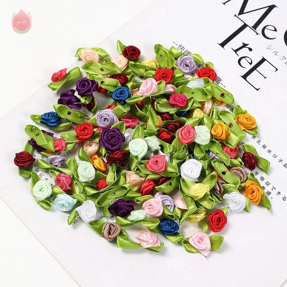 50 Teile/los 2CM Seide Bogen-Knoten Mini Rosette Für Home Hochzeit Party Band Kuchen Fliege Dekoration Scrapbooking DIY handwerk Liefert Image