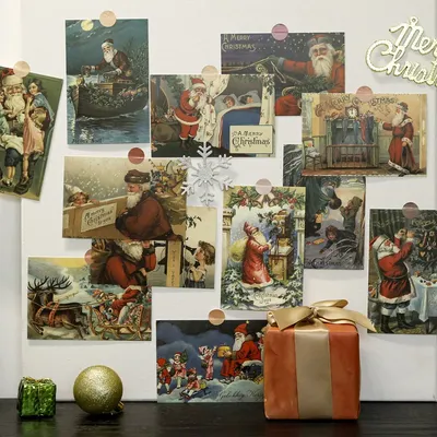 30 teile/satz frohe Weihnachten Santa Claus Postkarte ins Kunst dekorative Karte kreative Hintergrund Wanda uf kleber Grußkarten Image