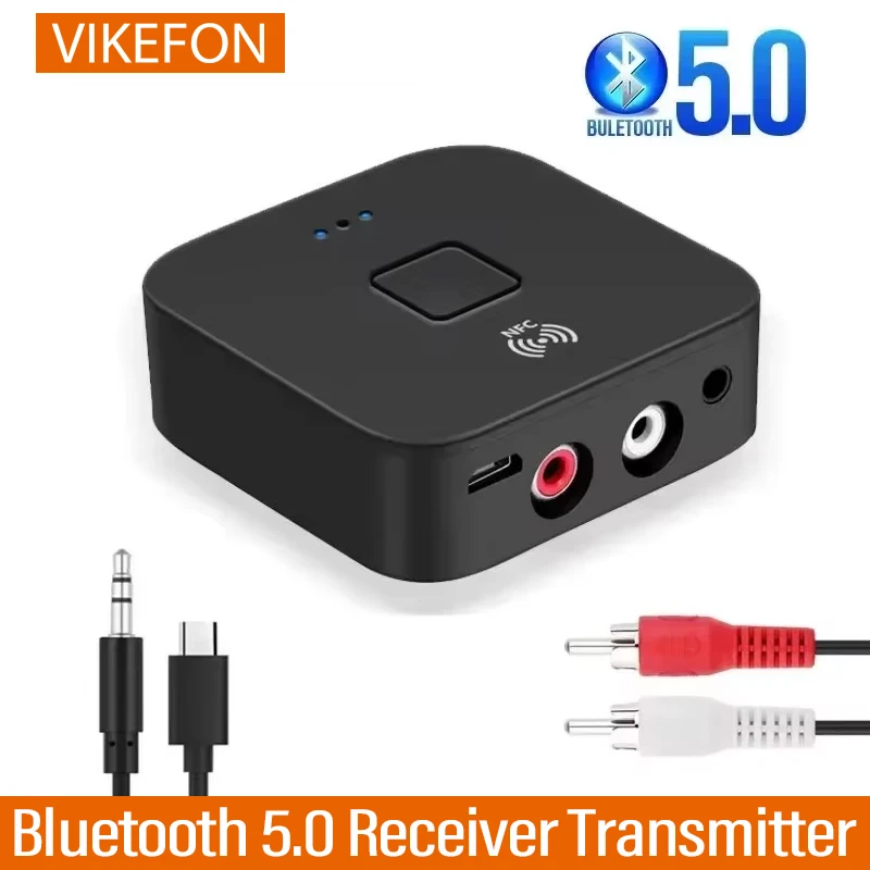 Bluetooth 5,0 Empfänger 3,5mm AUX Jack RCA Wireless Adapter Dongle Mic NFC Für Car kit Audio Sender Verstärker Lautsprecher auto Image