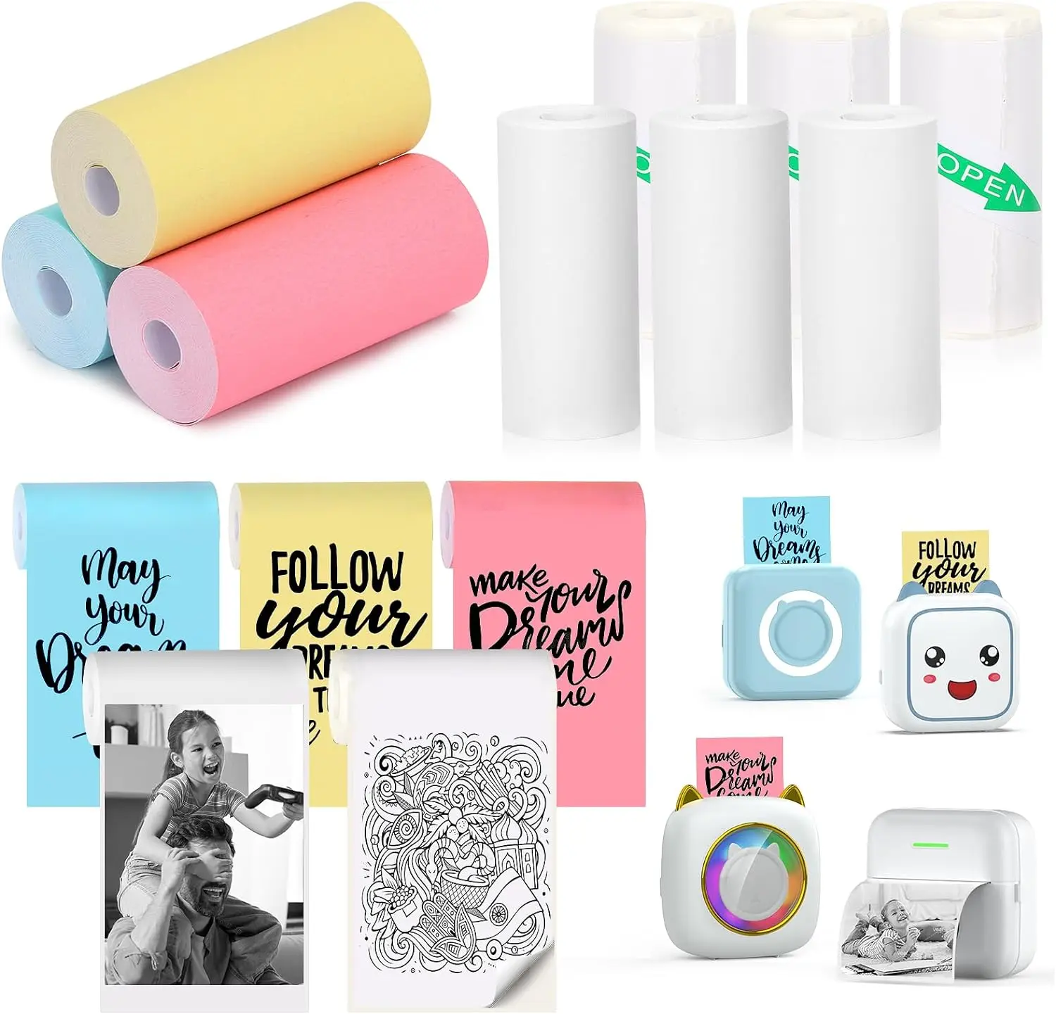 Mini-Thermodruckerpapier, Thermodrucker-Aufkleberpapier für M02/T02-Aufkleber, Fotodrucker und andere Mini-Taschendrucker (9) Image