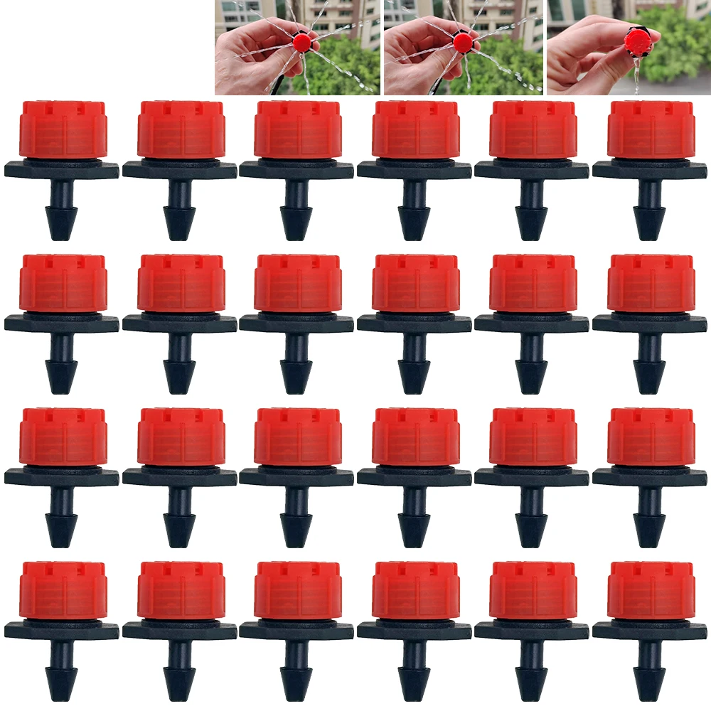 Einstellbare 4/7 mm Mikrodüsen 50 Stück für Blumenbeete Gemüsebewässerung Tropfer Emitter Bewässerungssprinkler Anti-Verstopfung Image