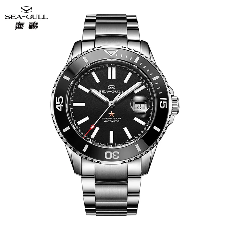 Seagull Ocean Series Uhr für Herren, luxuriöse Taucheruhren, 200 m wasserdicht, Keramiklünette, Saphir, automatische mechanische Uhr 1201 Image