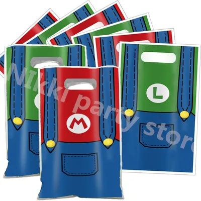 10pcs Mario party bags mario bros birthday decoration Plastic Gift Bags Marios Candy Box Baby