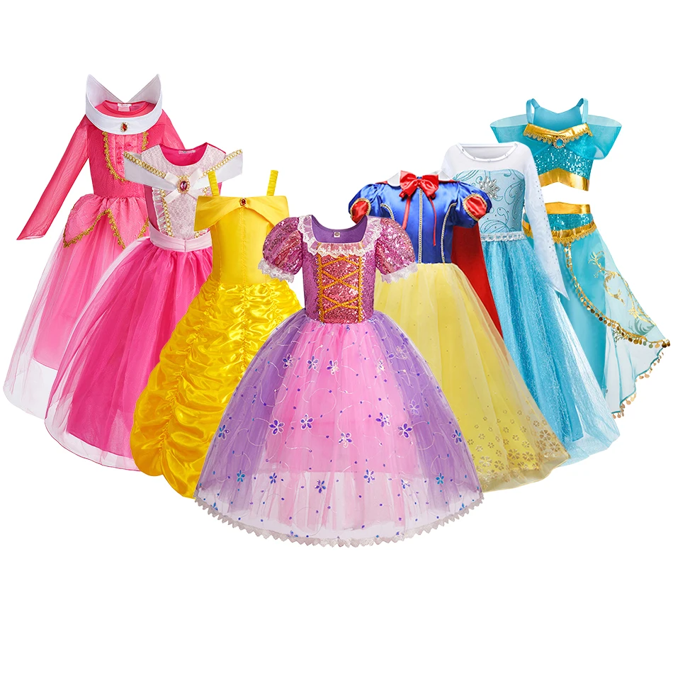 Kinder Prinzessin Kleid kleine Mädchen Rapunzel lila Kleid Schnee wittchen Kostüm Kinder Sommer Cosplay geschichteten Kleid elegant verkleiden