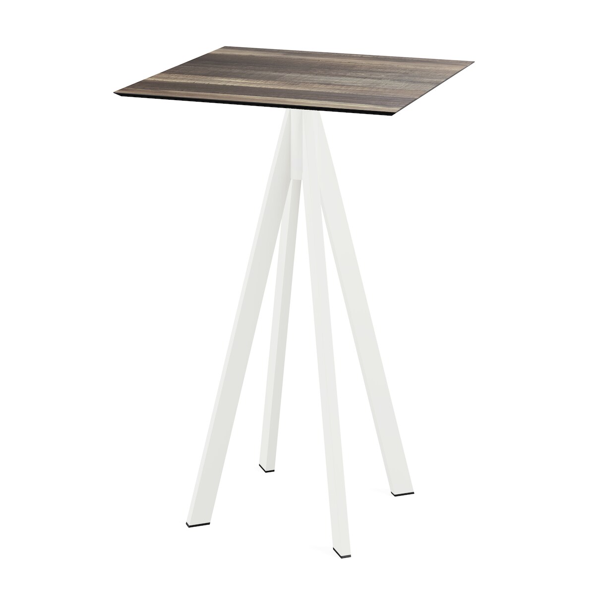 Feros Infinity Stehtisch Weiß gestell + Tropical Wood HPL 70x70 cm Image