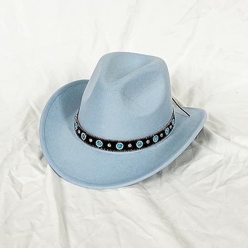 Modischer Cowboyhut für Männer und Frauen, Vintage-Western-Cowgirl-Jazz-Kappe mit breiter Krempe, Unisex-Sonnenhüte für den Strand oder die Reise Image