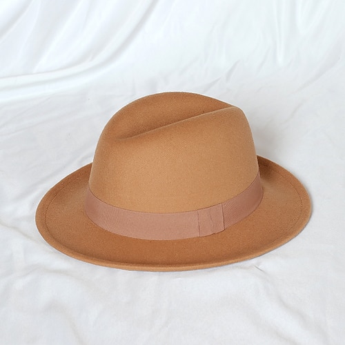 Mode für Männer Fedoras weicher Vintage Hamburger Hut Herren Zylinder Wollmischung Kappe Gentleman Filzhut Image