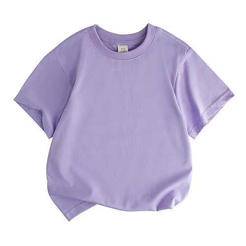Unisex Jungen Mädchen 3D Feste Farbe T-Shirt Kurzarm Sommer Frühling Modisch Basic kinderkleidung 4-12 Jahre Rundhalsausschnitt Outdoor Casual Täglich Regular Fit Image