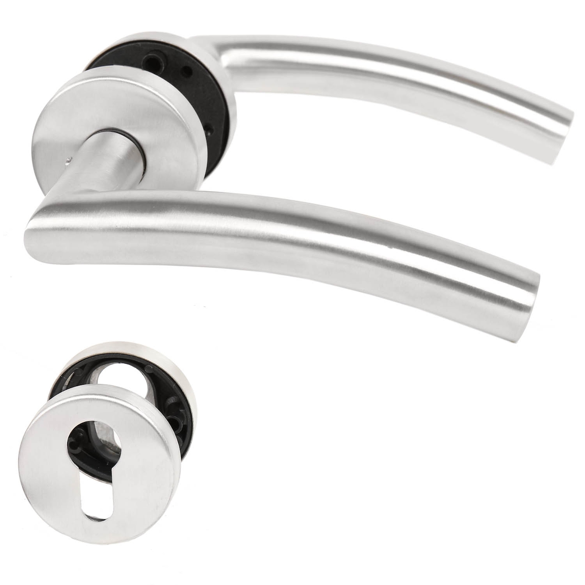 MS Beschläge Profilzylinder Susanne Rosettengarnitur Türdrücker Edelstahl Drückergarnitur Image