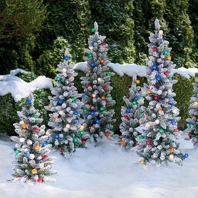 Christmas Cheerful Flocked Tree - 3' - Grandin Road