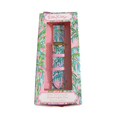 Lilly Pulitzer Accessories | Lilly Pulitzer New Pink Green Leather Apple Watch Band 38-40mm Suite Views | Color: Pink | Size: Os