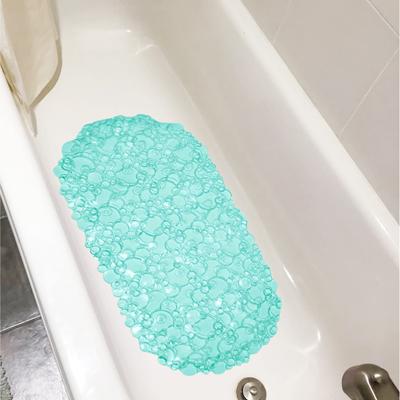 Teal Bubbles Vinyl Non-Slip Bathtub Shower Mat With Suction Cups -26