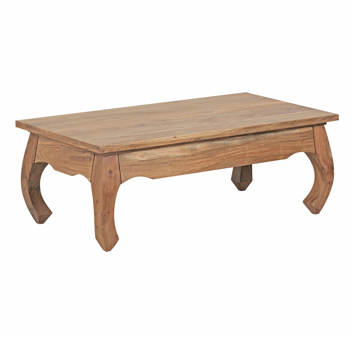 Couchtisch `Kanada`: Opium-Form, Massivholz, Akazienholz, handgefertigt, pflegeleicht. Beige, 110x60x40 cm | Kadima Design Image