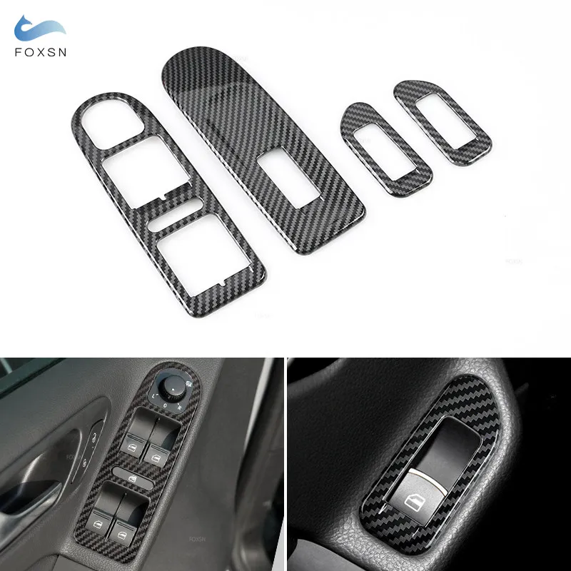 Für VW Golf 6 MK6 2010 2011 2012 2013 Auto-styling Carbon Faser Textur Fensterheber Control Switch Panel abdeckung Trim Image