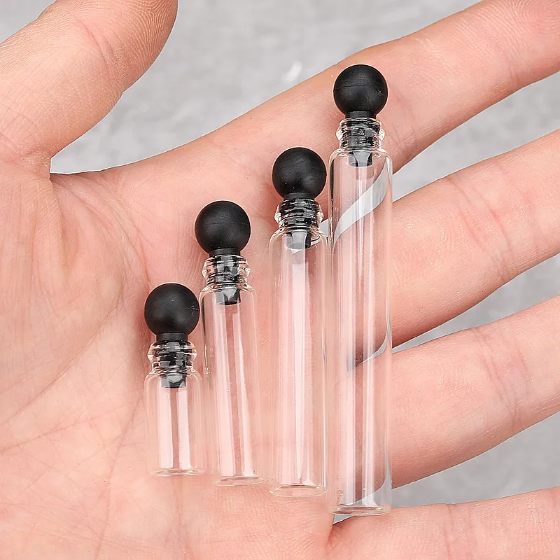 100PCS 1ML 2ML Glas Nachfüllbare Flasche Parfüm Flasche Leere Kosmetische Probe Ätherisches Öl Flasche Fläschchen Reagenzglas proen Flasche ﻿ Image