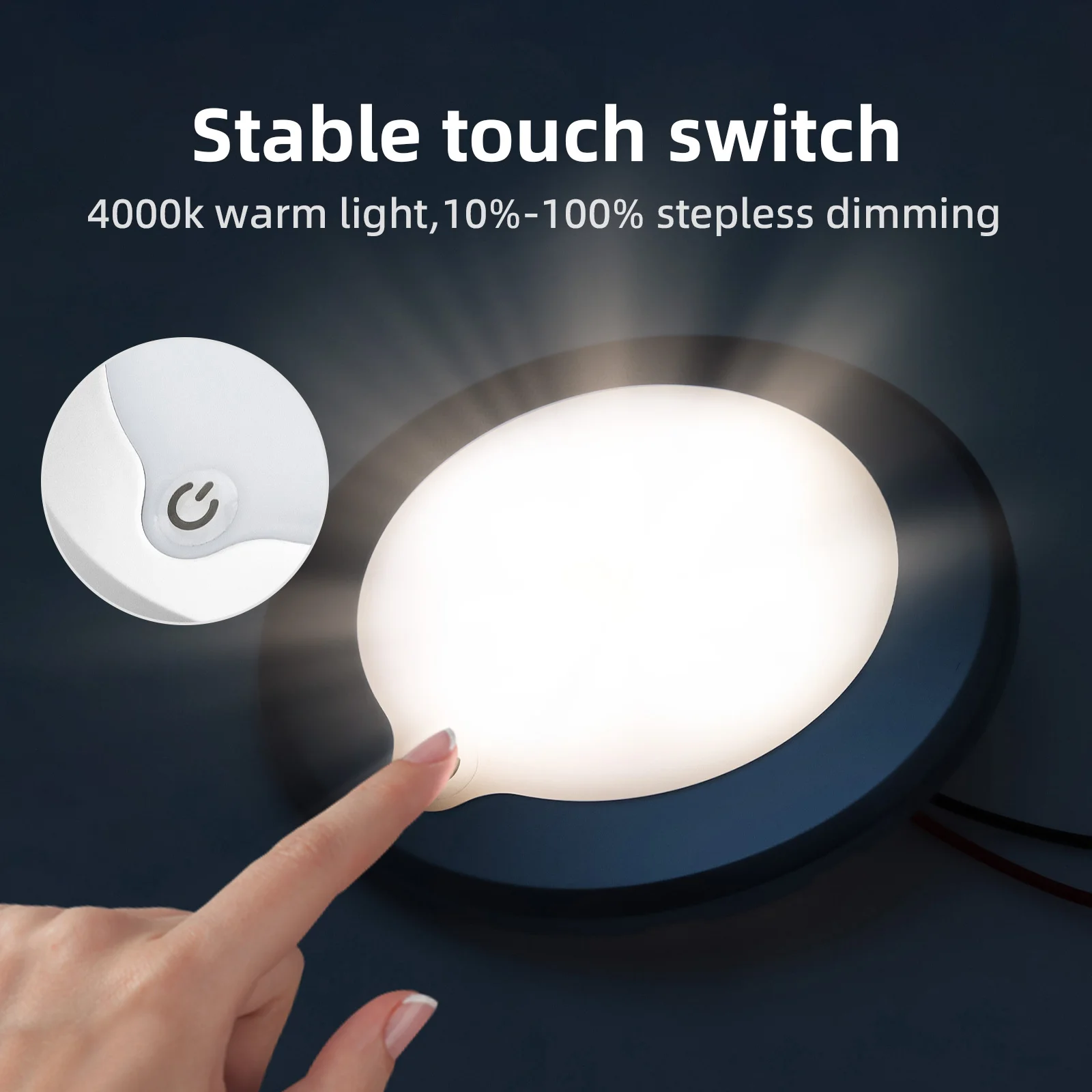 Deckenleuchte für den Innenbereich, dimmbar, LED-Licht, ultradünn, 3 W, Wohnmobil-Deckenkuppellampe, einstellbarer Helligkeitsschalter, Boot, Yacht, Strahler, 12 V