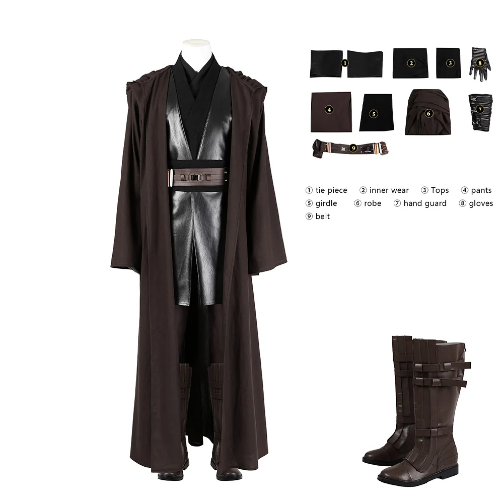 Anakin Skywalker Cosplay Kostüm Männer Jedi Ritter Fantasia Umhang Gürtel komplette Set Halloween Karneval Party Anzug Image