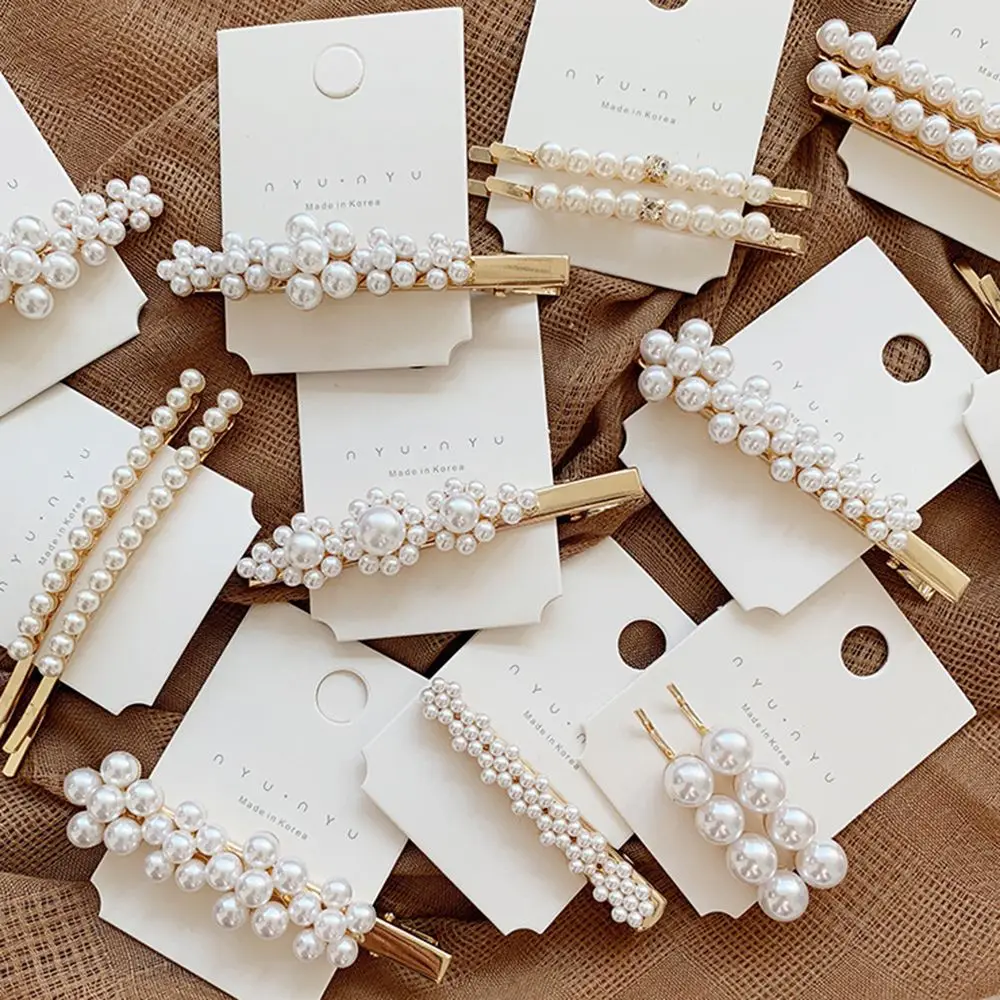 1/2PCS Perle Metall Haarspangen Frauen Haar Clip Mädchen Haarnadeln Haarspange Hairgrip Hariband Bobby Pin Haar Zubehör Styling werkzeug Image