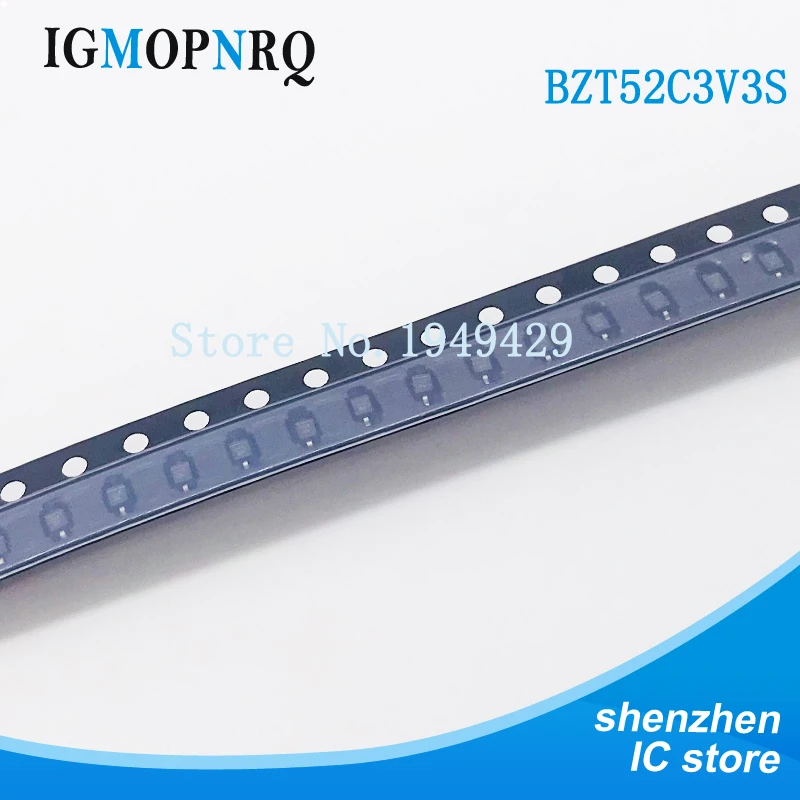 100pcs bzt52c2v4 smd zenerdiode sod-123 bzt52c2v7 w1 bzt52c3v0 w2 bzt52c3v3 w3 bzt52c3v6 w4 bzt52c3v9 w5 bzt52c4v3 w6 Image
