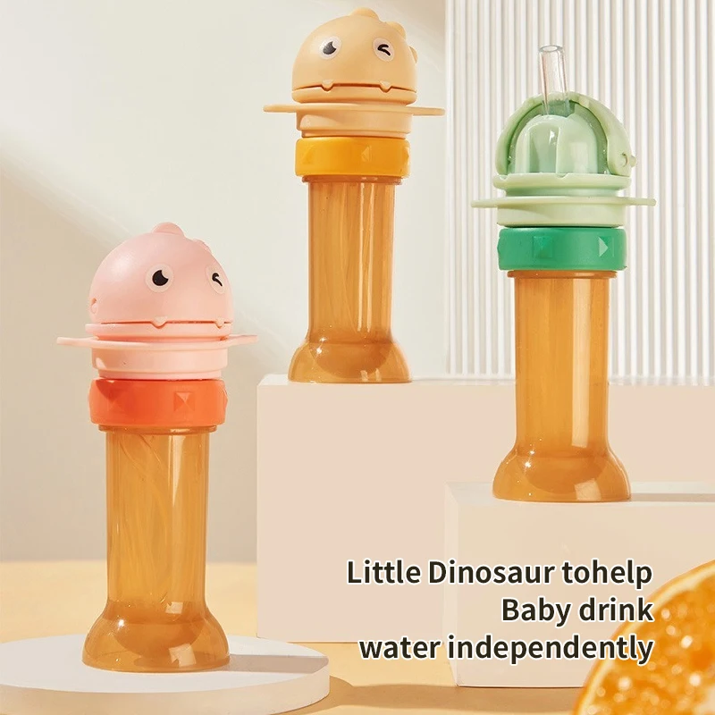 Haushalts kinder Dinosaurier Stroh kappe Anti-Erstickung Baby Stroh Universal Mineral wasser Flaschen verschluss Stroh mit Konverter kopf Image