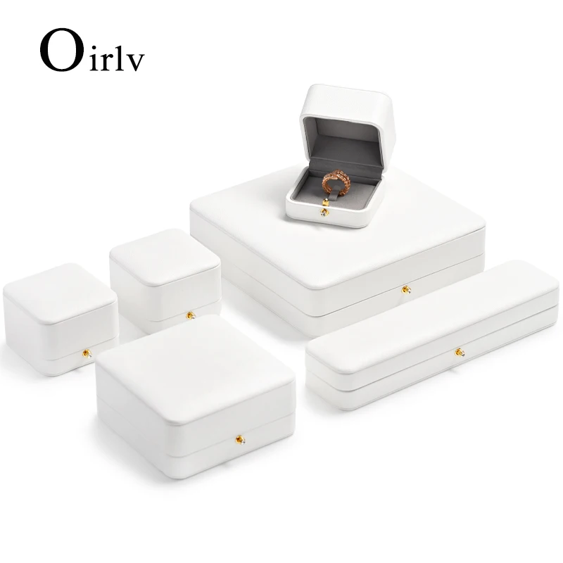 Oirlv weiße Box für Schmuck Ring Box Ohrring Halskette Armband Boxen Pu Leder Schmuck Geschenk box weiße Schmucks cha tullen Großhandel Image