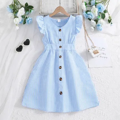 Kinderkleid für Mädchen 8–12 Jahre, Sommer-Mädchen-Dopamin-Kleid, Abschlussfeier, Geburtstag, Party, Image