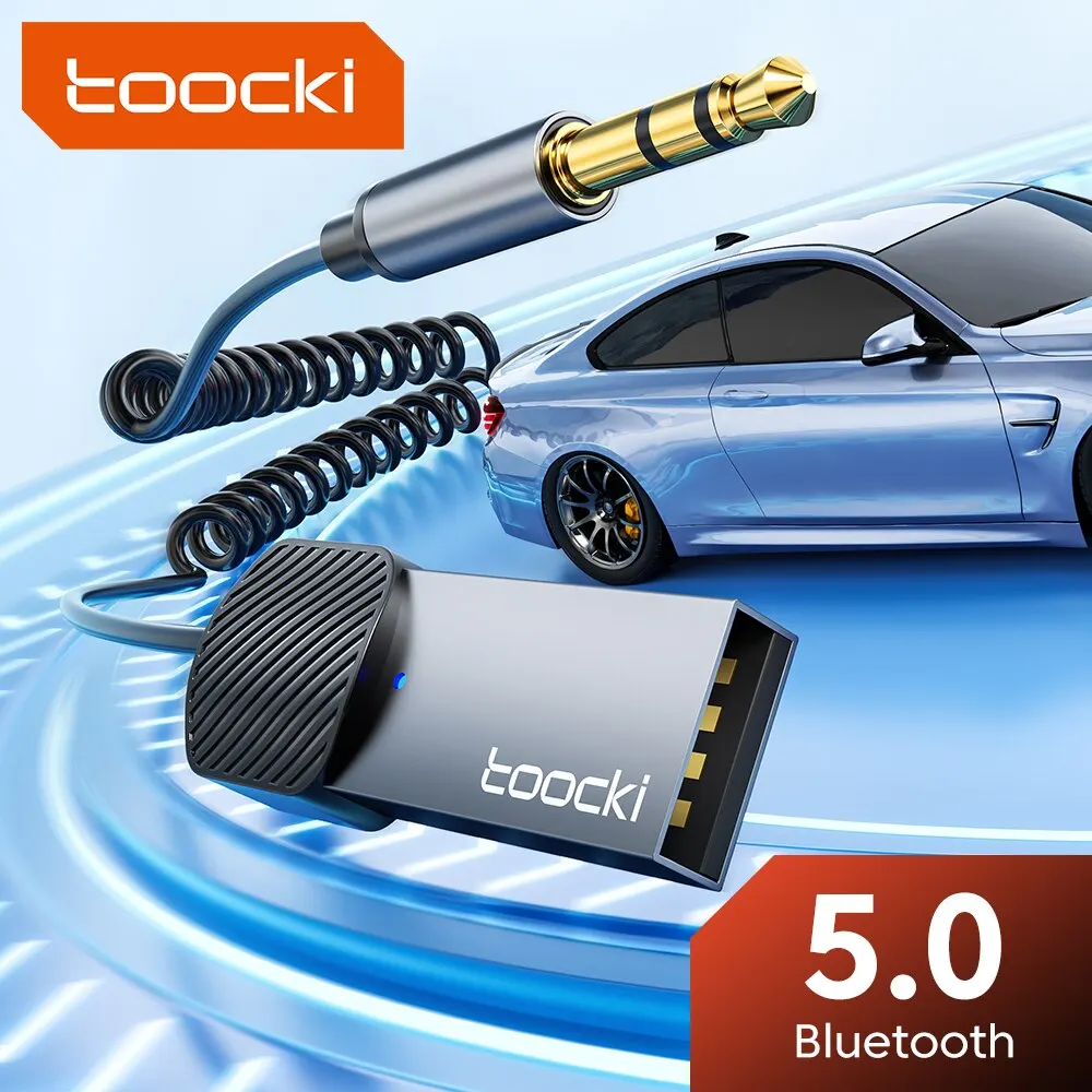 Toocki AUX Bluetooth-Auto-Adapter-Dongle-Kabel für Auto, Tablet, Bluetooth-Empfänger, 5 USB auf 3,5 mm Klinke, Lautsprecher, Audio, Musikempfänger Image