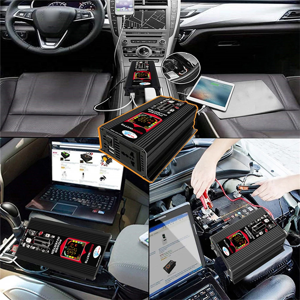 6000w Auto Wechsel richter modifiziert Sinus Welle Fahrzeug Smart Wechsel richter Dual USB Digital Wechsel richter DC 12V bis AC 110V 220V LCD-Anzeige Image