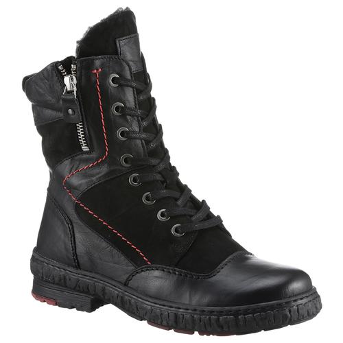 Winterboots KRISBUT Gr. 36, schwarz Damen Schuhe Plateaustiefel, Chunky Boots, Schnürstiefel mit Warmfutter