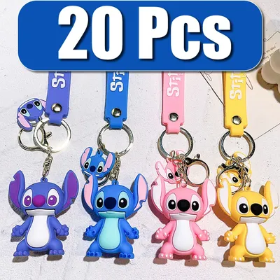5Set 20PCS Wholesale Stitch Disney Keychain Figure Toy Cute Supple Cartoon Character Toy Keychain