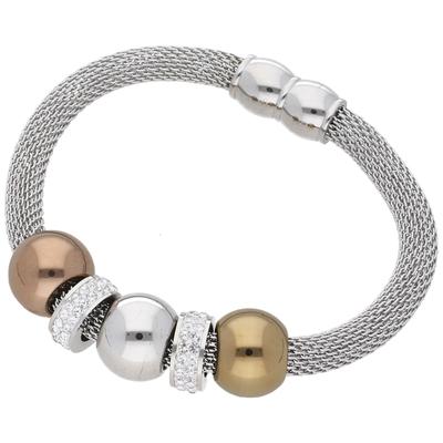 Jacques Charrel - Armband mit Kristallsteinen, tricolor, Edelstahl Armbänder & Armreife 1 ct Hellbraun Damen