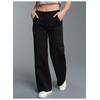 Jerseyhose TRIGEMA "TRIGEMA Jogginghose mit weitem Bein", Damen, Gr. M, US-Größen, schwarz, 70% Baumwolle, 30% Polyester, casual, Hosen