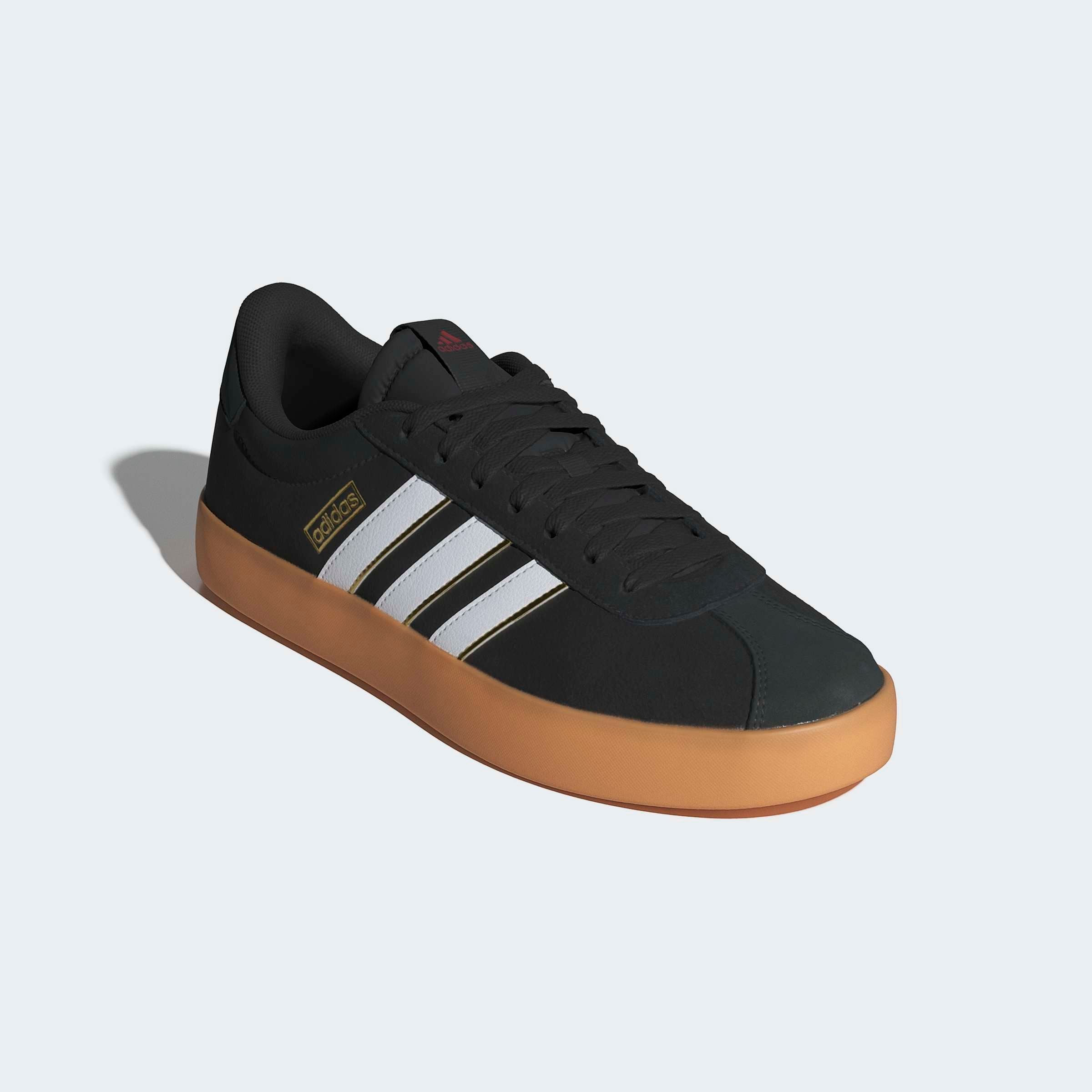 Sneaker ADIDAS SPORTSWEAR "VL COURT 3.0", Gr. 44,5, schwarz-weiß (core schwarz, cloud weiß, team victory rot), Leder, Textil, Schuhe, inspiriert vom Design des adidas samba