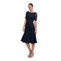 Cocktailkleid VERA MONT "Vera Mont Cocktailkleid mit Spitze", Damen, Gr. 40, Normalgrößen, blau (night sky), Obermaterial: 100% Polyester. Futter: 100% Polyester., feminin, ausgestellt kurz, Rundhals, 3/4-Ärmel, Kleider, Spitze, Topseller