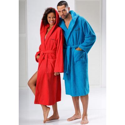Unisex-Bademantel KANGAROOS "Cassidy, für Damen & Herren, Standardlänge & Überlänge" Gr. XXL, rot, L:125cm in Gr. XXL, Walkfrottee, Hausmäntel, mit Taschen, Männer und Frauen, Baumwolle, Reise, Hotel, Sauna, S-3XL Image