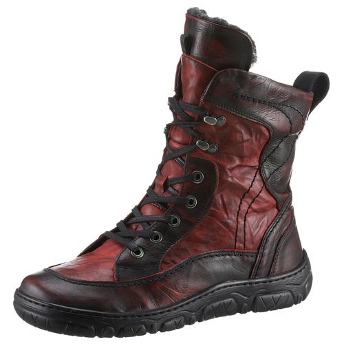 Winterboots KRISBUT Gr. 38, rot (rot, schwarz used) Damen Schuhe Schnürboots, Stiefel, Komfortschuh mit Warmfutter