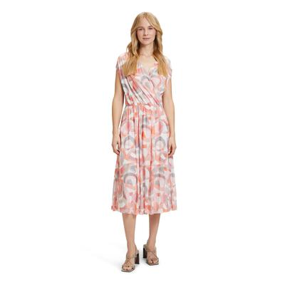 Midikleid BETTY BARCLAY "Betty Barclay Midikleid mit Raffung", Damen, Gr. 36, Normalgrößen, rosa (rose, cream), Netz, Obermaterial: 95% Polyester recycelt, 5% Elasthan. Futter: 100% Polyester., modisch, figurumspielend lang, V-Ausschnitt, Kurzarm,... Image