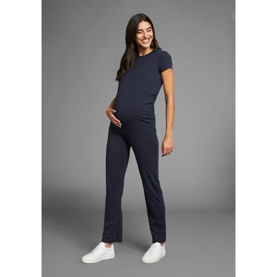 Umstands-Set NEUN MONATE "2tlg. Set T-Shirt + Leggings für Schwangerschaft und Stillzeit", Damen, Gr. 44/46, blau (marine, marine), Jersey, Obermaterial: 95% Baumwolle, 5% Elasthan, unifarben, modisch, KOB Set-Artikel, T-Shirt und Leggings einzeln...