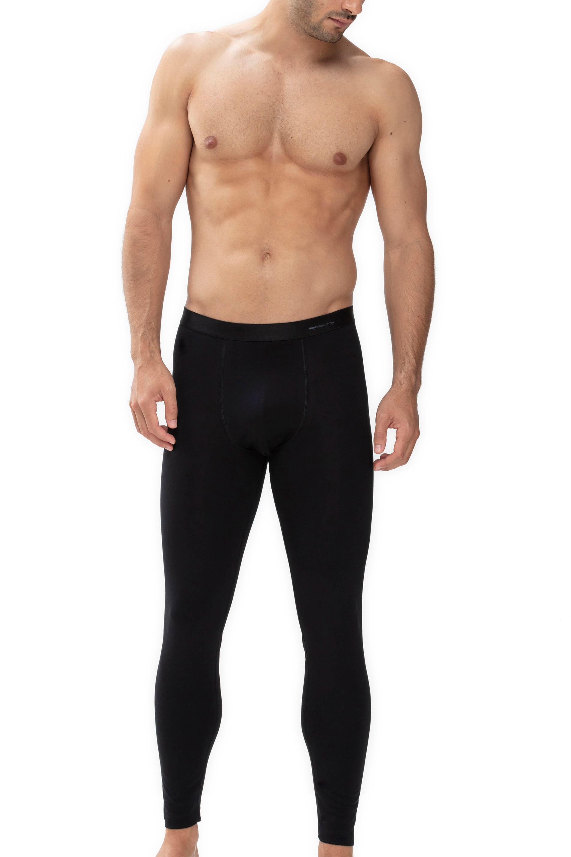 Lange Unterhose MEY "Casual Cotton (K)", Herren, Gr. L, schwarz, Feinripp, Obermaterial: 98% Baumwolle, 2% Elasthan, Unterhosen Lange Unterhose, Weiche Beinabschlüsse, Topseller