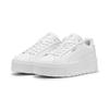 Sneaker PUMA "Karmen II Leather Sneakers Damen", Gr. 35.5, weiß (weiß silber metallic), Obermaterial: Kuhleder, Textil, Synthetik; Futter: Textil; Innensohle: Textil; Laufsohle: Gummi, Schuhe