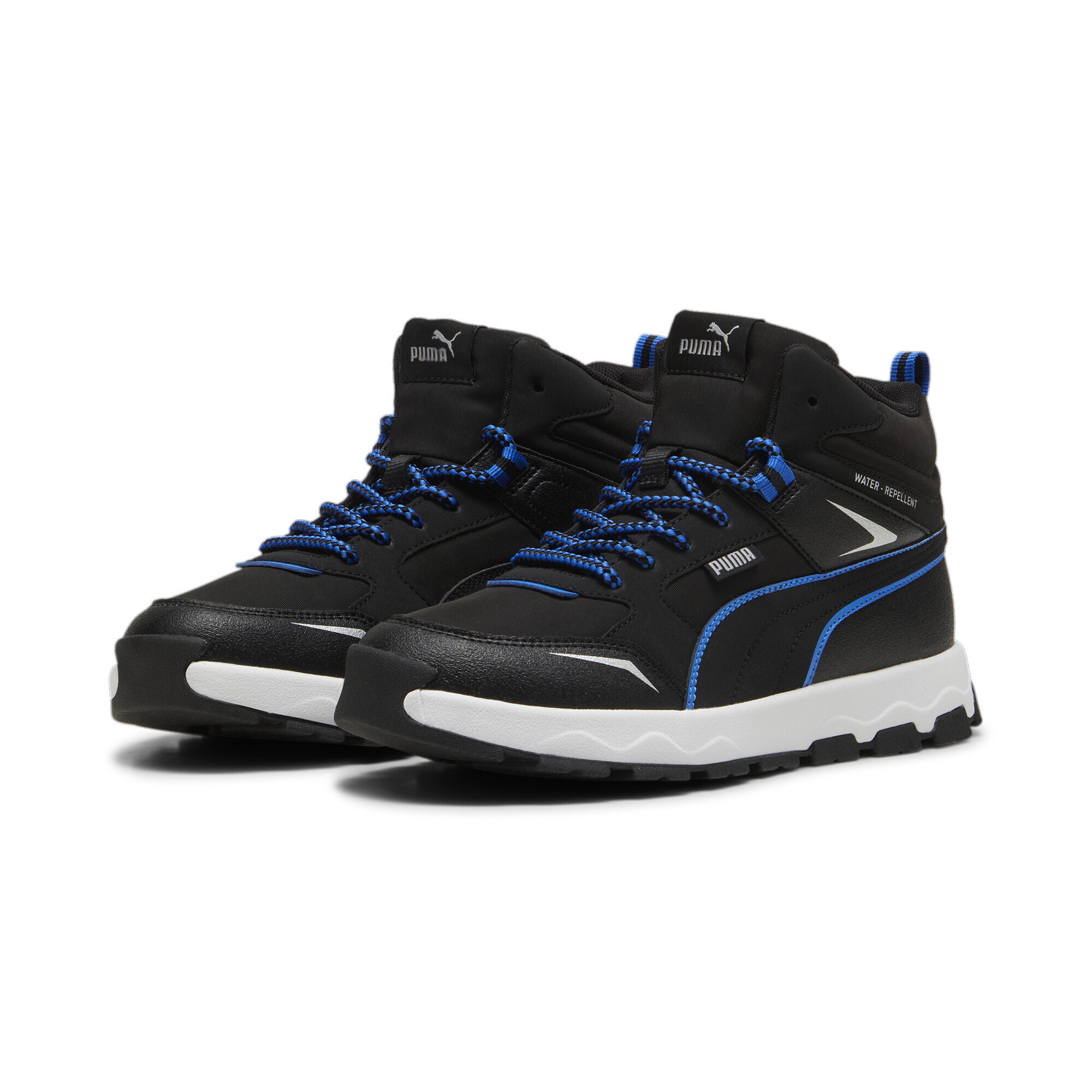 Sneaker PUMA "Evolve Trail Sneakers Jugendliche", Kinder, Gr. 35,5, schwarz (schwarz hyperlink blau), Obermaterial: Synthetik, Textil; Futter: Textil; Innensohle: Textil; Laufsohle: Gummi, Schuhe Sneaker
