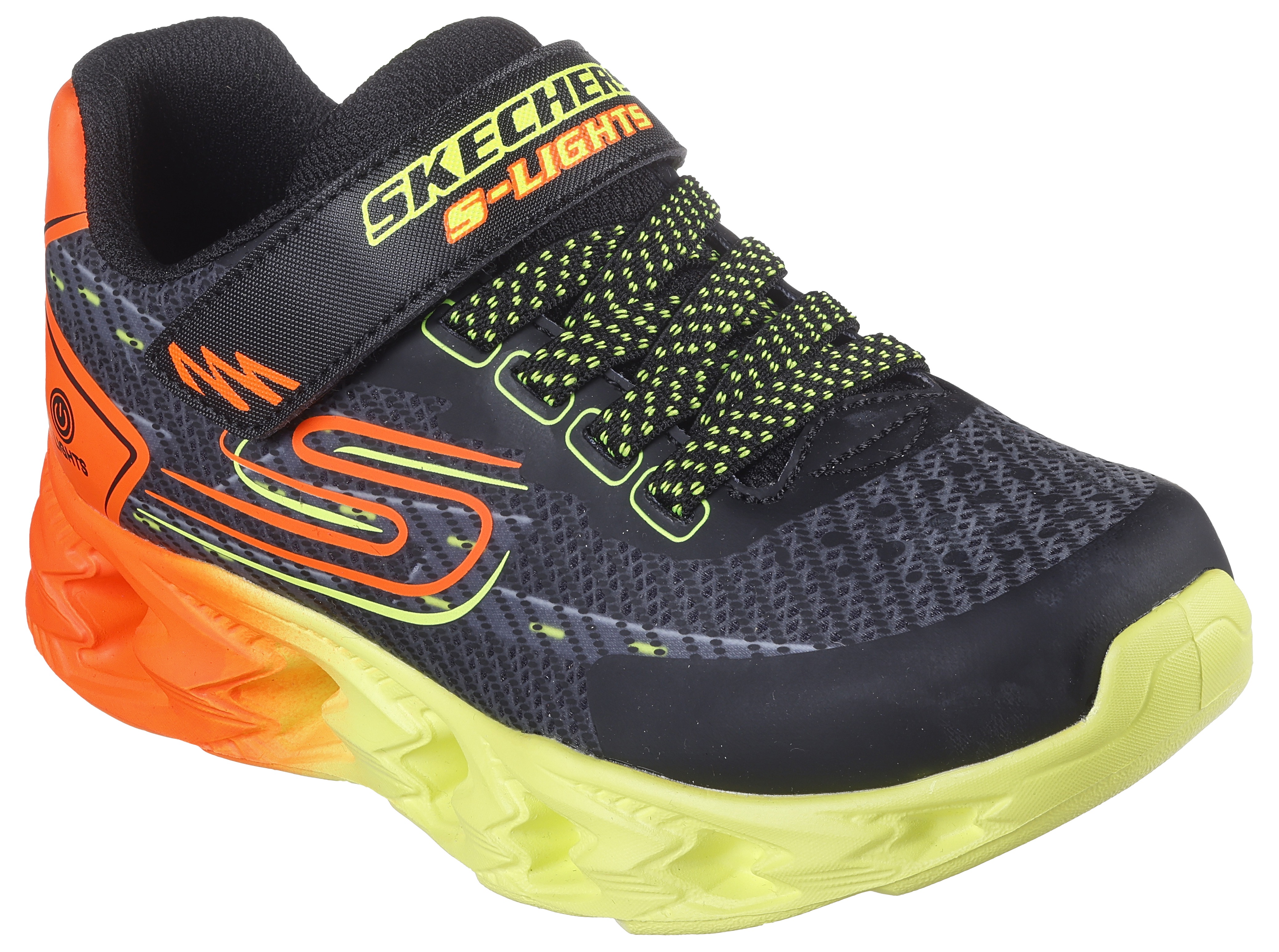 Sneaker SKECHERS "S-Lights: Vortex 2.0 - Quantroid", Kinder, Gr. 33, bunt (schwarz, multi), Lederimitat, Schuhe, Blinkschuh, LED Schuh, Klettschuh mit blinkender Sohle Image