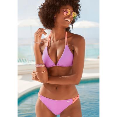 Triangel-Bikini-Top VENICE BEACH "Anna", Damen, Gr. 38, Cup A/B, lila, Polyamid, unifarben, kontrastfarbene Details, Bikini-Oberteile, mit geflochtenen Details Image